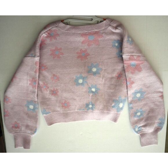 For Love & Lemons Women's Sz Large Lavender Puff Sleeve Willow Cropped Sweater - Picture 9 of 11